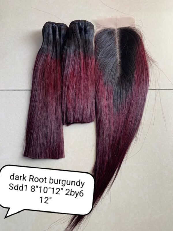 Dark root burgundy vietnamese hair